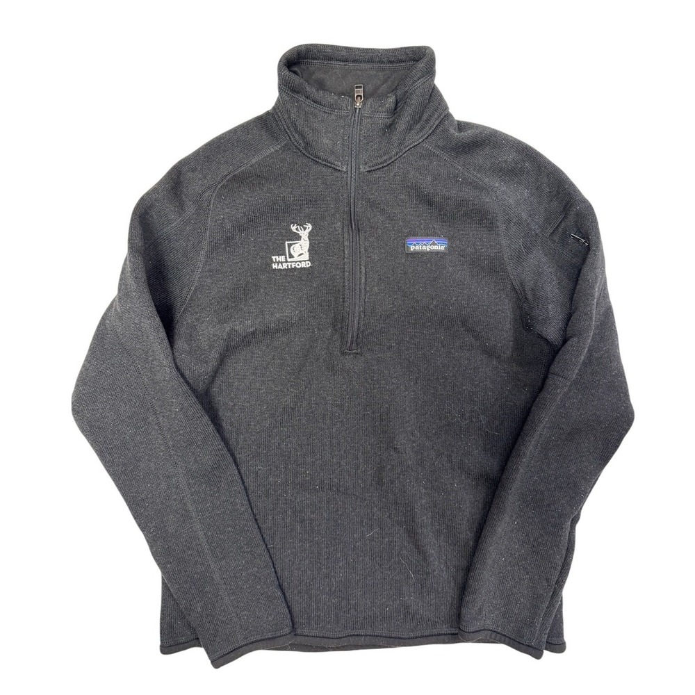 Patagonia Better Sweater 1/4 Zip Pullover Womens Black 25617 Hartford Logo M
